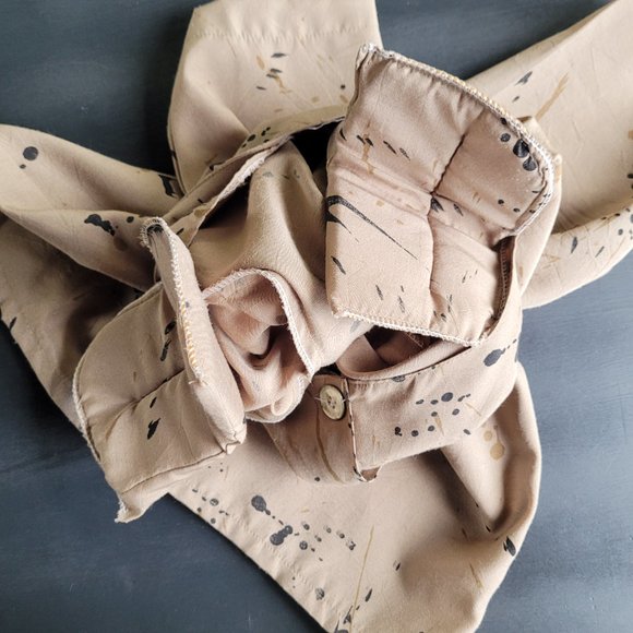 Vintage 80s Neutral Paint Splatter Shoulder Pad Skirt Set Suit Separates - Picture 10 of 16